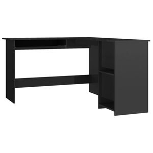 vidaXL Bureau d'angle forme de L Noir brillant 120x140x75cm Agglom&eacute;r&eacute;