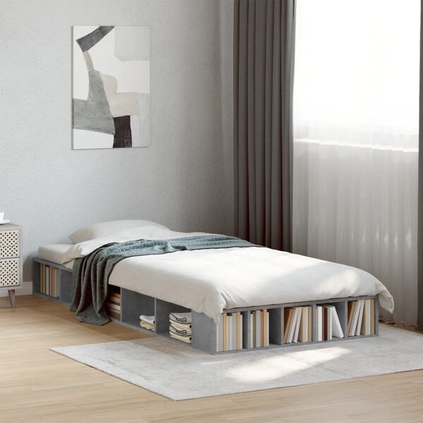 vidaXL Cadre de lit sans matelas gris b&eacute;ton 100x200 cm