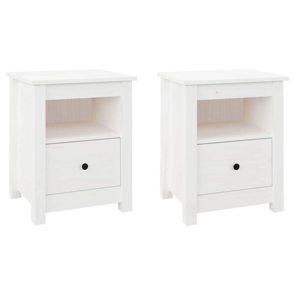 vidaXL Tables de chevet 2 pcs Blanc 40x35x49 cm Bois de pin massif
