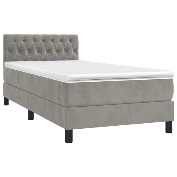 vidaXL Sommier &agrave; lattes de lit et matelas Gris clair 100x200cm Velours