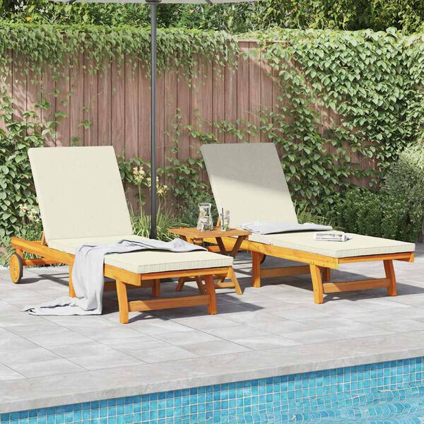 vidaXL Transat 2-personne 3 pcs Marron Bois d'Acacia Massif