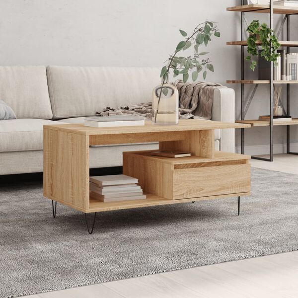 vidaXL Table basse Ch&ecirc;ne sonoma 90x49x45 cm Bois d'ing&eacute;nierie