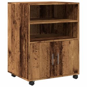 vidaXL Armoire &agrave; roulettes vieux bois 60x48x81 cm bois d'ing&eacute;nierie