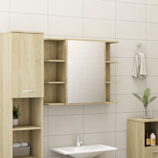 vidaXL Ensemble de meubles de bain 3pcs Ch&ecirc;ne sonoma Bois d'ing&eacute;nierie