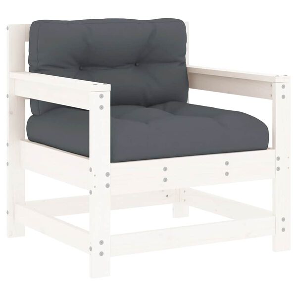 vidaXL Chaises de jardin et coussins lot de 2 blanc bois de pin massif