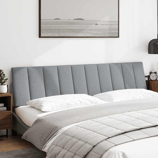 vidaXL Coussin de t&ecirc;te de lit Hanko gris clair 200 cm tissu