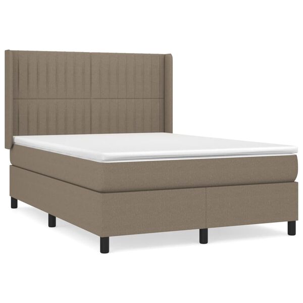vidaXL Sommier &agrave; lattes de lit avec matelas Taupe 140x200 cm Tissu