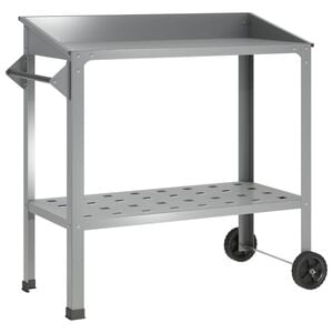 vidaXL Table de rempotage avec roues Argent&eacute; 96 x 50 x 89 cm