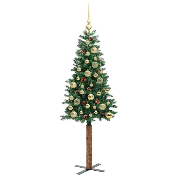 vidaXL Sapin de No&euml;l mince Vert 150 cm PVC et bois de pin massif