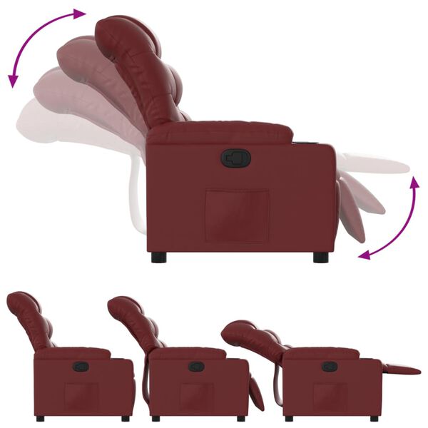 vidaXL Fauteuil inclinable Rouge bordeaux Similicuir
