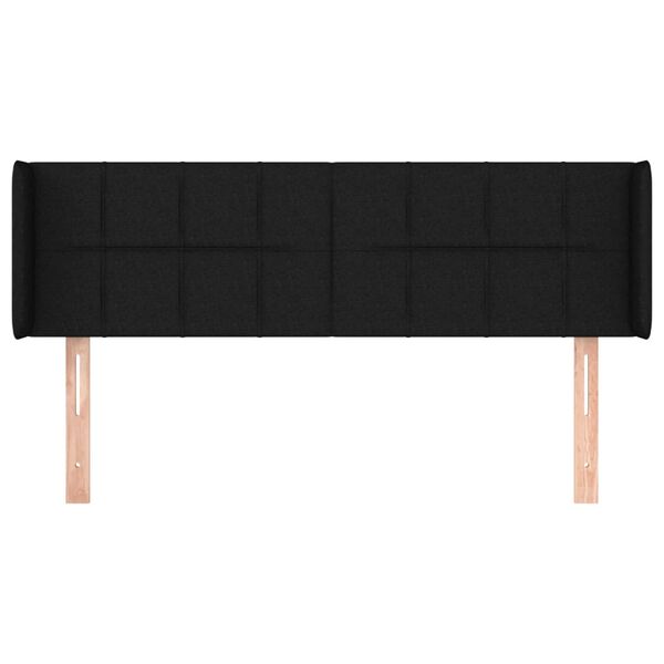 vidaXL T&ecirc;te de lit avec oreilles Noir 147x16x78/88 cm Tissu