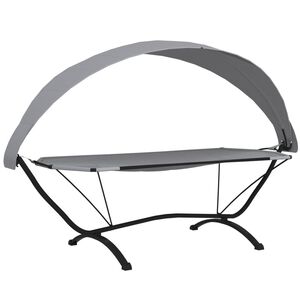 vidaXL Lit de repos d'ext&eacute;rieur avec auvent Gris Acier et tissu Oxford