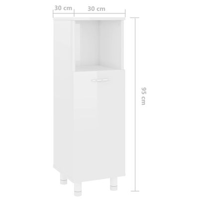 vidaXL Armoire de salle de bain Blanc brillant 30x30x95 cm Aggloméré