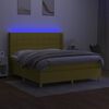 vidaXL Sommier &agrave; lattes de lit matelas et LED Vert 160x200 cm Tissu