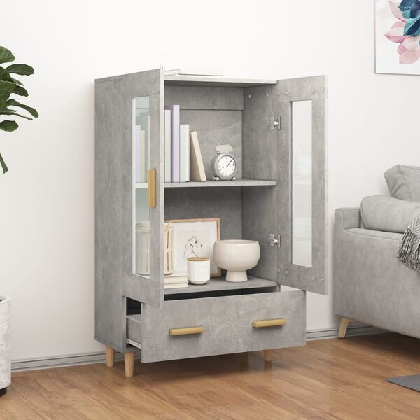vidaXL Buffet haut Gris béton 70x31x115 cm Bois d'ingénierie