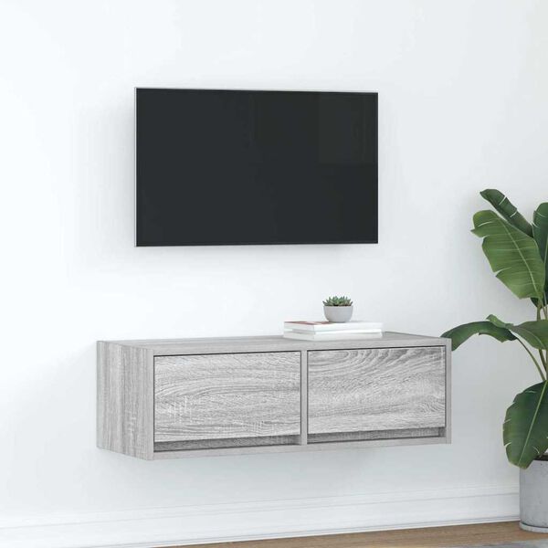 vidaXL Meuble TV sonoma gris 80x31x25,5 cm bois d'ing&eacute;nierie
