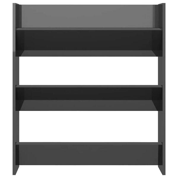 vidaXL Armoire &agrave; chaussures murale gris brillant bois d'ing&eacute;nierie