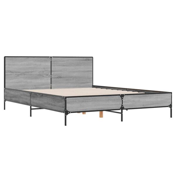 vidaXL Cadre de lit sans matelas sonoma gris 150x200 cm