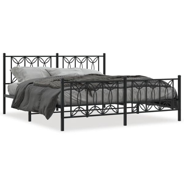vidaXL Cadre de lit m&eacute;tal sans matelas avec pied de lit noir 183x213cm