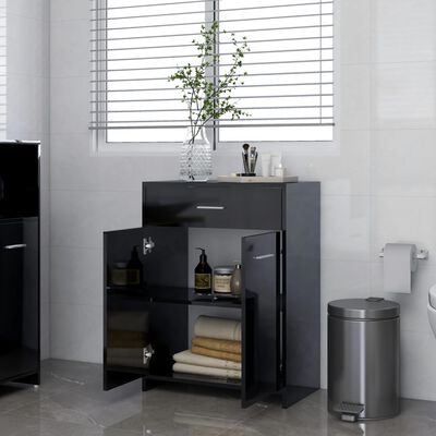 vidaXL Armoire de salle de bain Noir brillant 60x33x80 cm Aggloméré