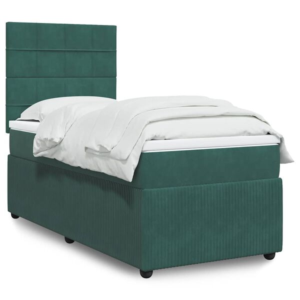 vidaXL Sommier &agrave; lattes de lit avec matelas Vert fonc&eacute; 90x200 cm