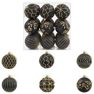 vidaXL Ensemble de boules de No&euml;l XL 18 pc Noir et Or 8 cm Polystyr&egrave;ne