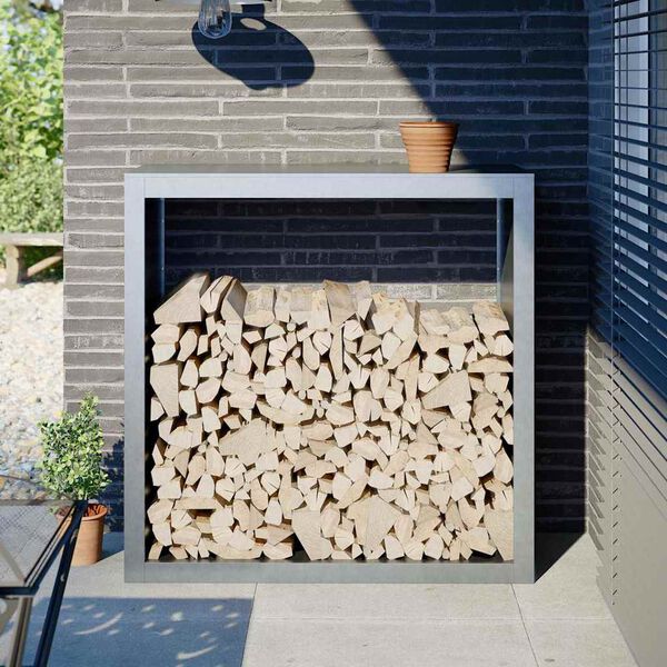 vidaXL Portant de bois de chauffage 100x40x100 cm acier galvanis&eacute;