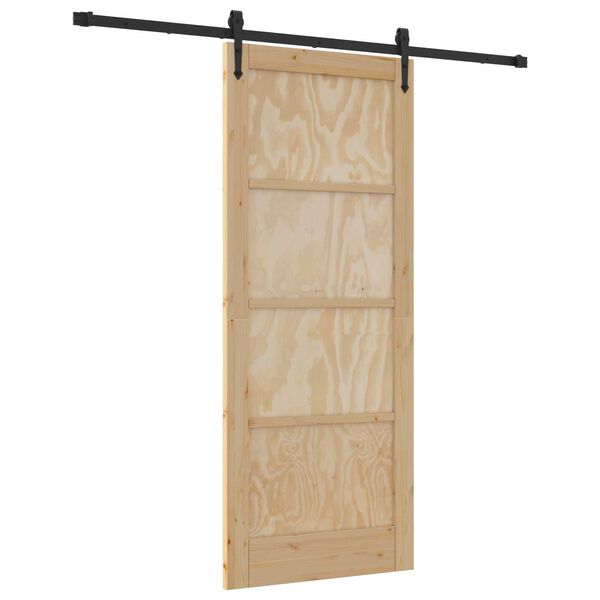 vidaXL Porte coulissante ORKDAL Naturel et Noir 83 x 202 cm Pin massif