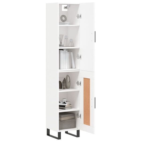 vidaXL Buffet haut Blanc 34,5x34x180 cm Bois d'ing&eacute;nierie