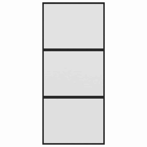 vidaXL Porte coulissante noir 90x205 cm verre tremp&eacute; aluminium