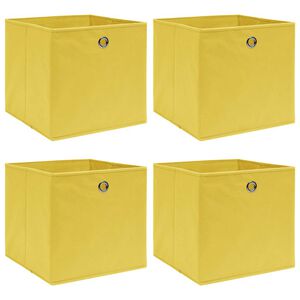 vidaXL Bo&icirc;tes de rangement 4 pcs Jaune 32x32x32 cm Tissu