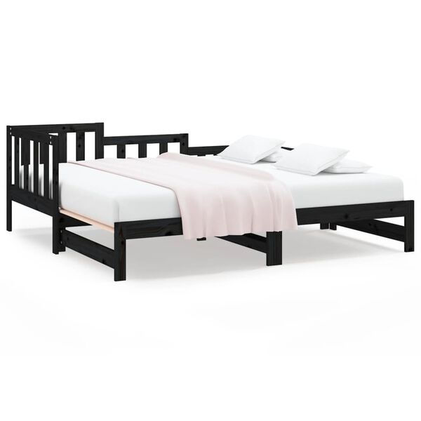 vidaXL Lit coulissant sans matelas noir 2x(90x190) cm
