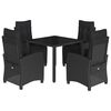 vidaXL Ensemble &agrave; manger de jardin coussins 5pcs Noir R&eacute;sine tress&eacute;e