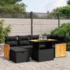 vidaXL Salon de jardin 7 pcs avec coussins noir r&eacute;sine tress&eacute;e
