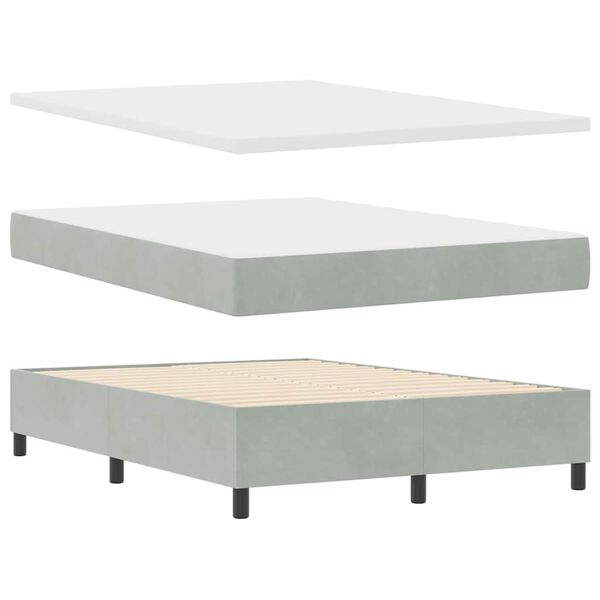 vidaXL Lit &agrave; ressorts avec matelas Gris clair 160 x 200 cm Velours