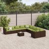 vidaXL Salon de jardin 10 pcs avec coussins marron résine tressée