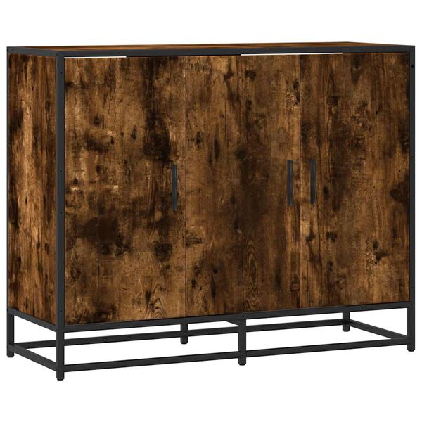 vidaXL Buffet chêne fumé 94x35x76 cm bois d'ingénierie