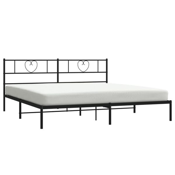 vidaXL Cadre de lit m&eacute;tal sans matelas avec t&ecirc;te de lit noir 200x200cm