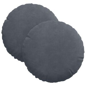 vidaXL Coussins de si&egrave;ge 2 pc Velours Gris fonc&eacute; &Oslash;30 x 13 cm