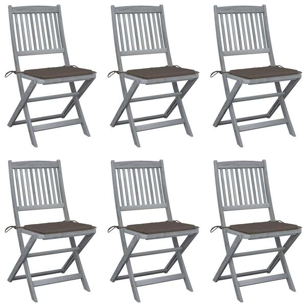 vidaXL Chaises pliables d'ext&eacute;rieur lot de 6 et coussins Bois d'acacia