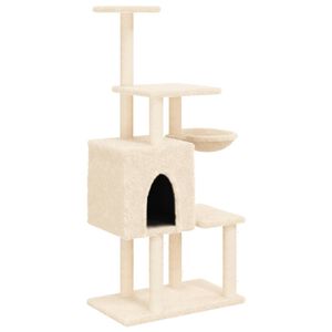 vidaXL Arbre &agrave; chat avec griffoirs en sisal Cr&egrave;me 131 cm
