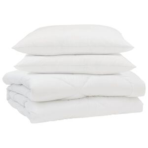 vidaXL Couette d'&eacute;t&eacute; avec oreiller 3 pi&egrave;ces Blanc Microfibre