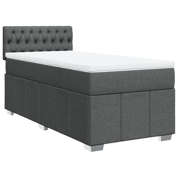 vidaXL Sommier &agrave; lattes de lit et matelas Gris fonc&eacute; 90x190 cm Tissu