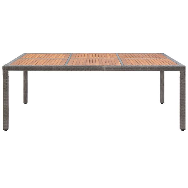 vidaXL Table de jardin Gris 200x150x74 cm Résine tressée et acacia