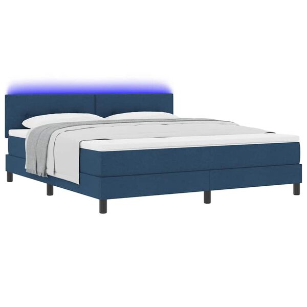 vidaXL Lit &agrave; ressorts avec matelas avec LED Bleu 180 x 200 cm tissu
