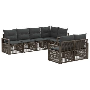 vidaXL Ensemble de canap&eacute; de jardin 7 pc 7 place Gris polyrotin