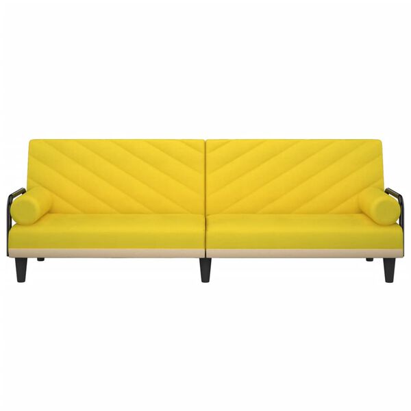 vidaXL Canap&eacute;-lit avec accoudoirs jaune clair tissu