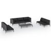 vidaXL Salon de jardin 8 pcs avec coussins R&eacute;sine tress&eacute;e Gris fonc&eacute;