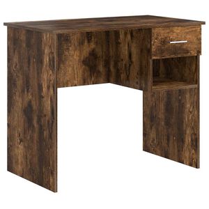 vidaXL Bureau avec tiroir Ch&ecirc;ne fum&eacute; 90 x 49 x 75 cm Bois d'ing&eacute;nierie