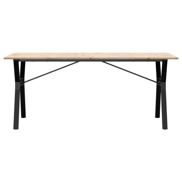vidaXL Table à manger cadre en Y 180x90x75 cm bois de pin massif acier
